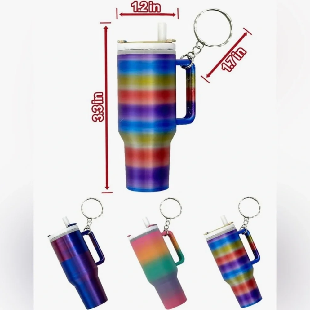 Colorful Ombre Stainless Steel Tumbler Keychain - Women Accessories - Picture 2 of 5